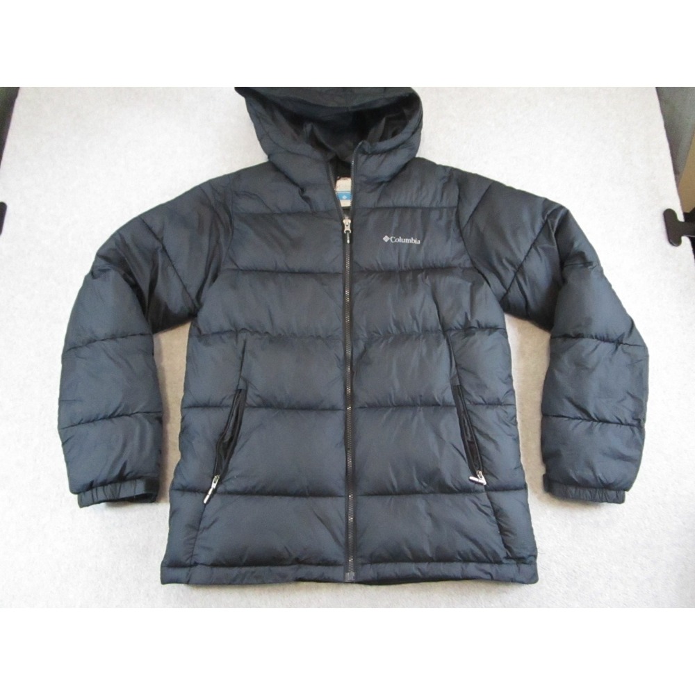 Columbia Puffer Jacket Boys Extra Large Black Omni-Heat Hooded Coat Quilted‎